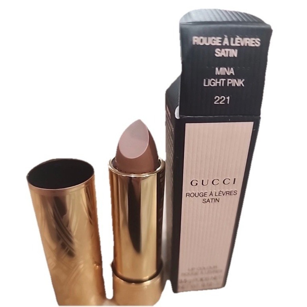 Gucci Rouge à Lèvres Satin Lipstick color 221 Mina Light Pink $49 MSRP NIB